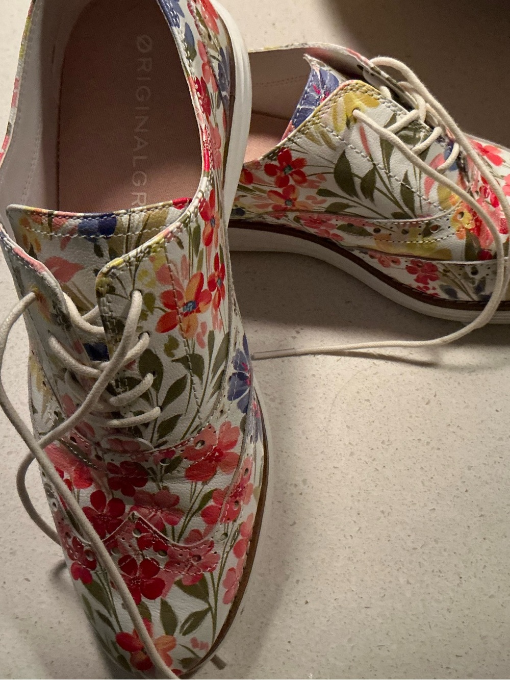 Cole Haan White Floral Lace-Up shoes